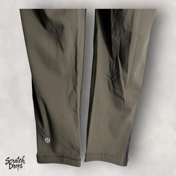 Lululemon Smooth Stride Crop Leggings Dark Olive Size 2 Yoga Running Pants - Picture 6 of 7